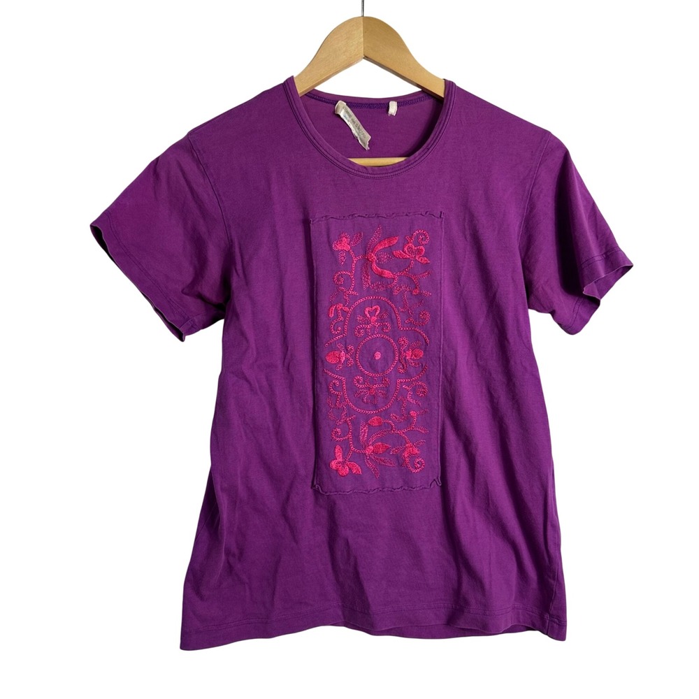 Comme des Garcons vintage Purple Embroidered Floral Patch T-Shirt Italy archived